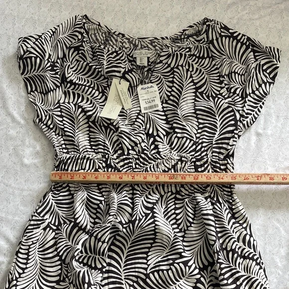 NWT Rachel Zoe - Brown and White Leaf Print Dress - Picture 8 of 9